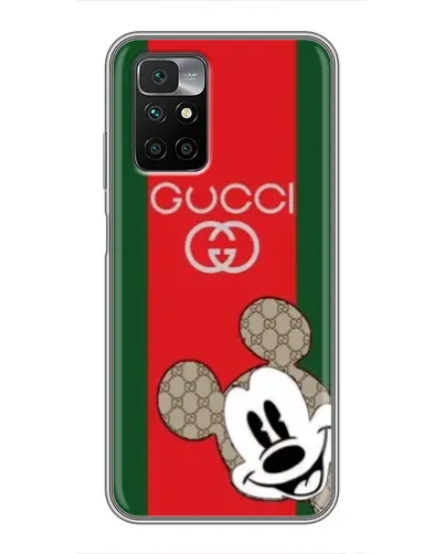 Чехол для Xiaomi Redmi 10 с картинкой «Gucci — полосы и Микки»