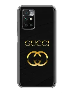 Чехол для Xiaomi Redmi 10 с картинкой «Золотой логотип Gucci»