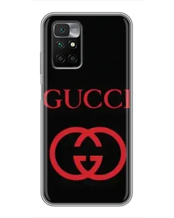 Чехол для Xiaomi Redmi 10 с картинкой «Gucci — красный логотип»