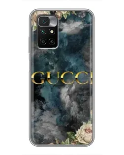 Чехол для Xiaomi Redmi 10 с картинкой «Абстрактные цветы Gucci»