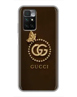 Чехол для Xiaomi Redmi 10 с картинкой «Gucci — золотая бабочка»