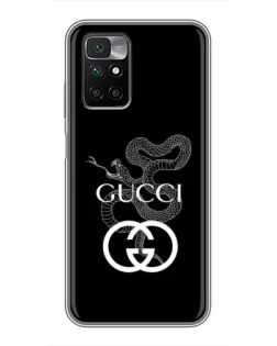 Чехол для Xiaomi Redmi 10 с картинкой «Gucci — серебряная змея»