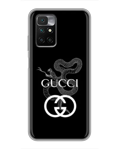 Чехол для Xiaomi Redmi 10 с картинкой «Gucci — серебряная змея»