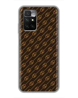 Чехол для Xiaomi Redmi 10 с картинкой «Gucci — золотые диагонали»