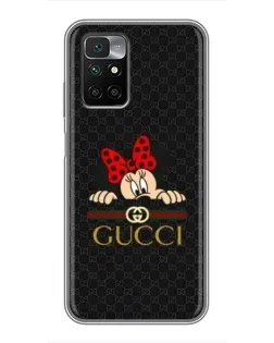 Чехол для Xiaomi Redmi 10 с картинкой «Минни Маус Gucci — черный»