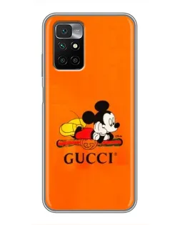 Чехол для Xiaomi Redmi 10 с картинкой «Микки Маус Gucci — оранж»