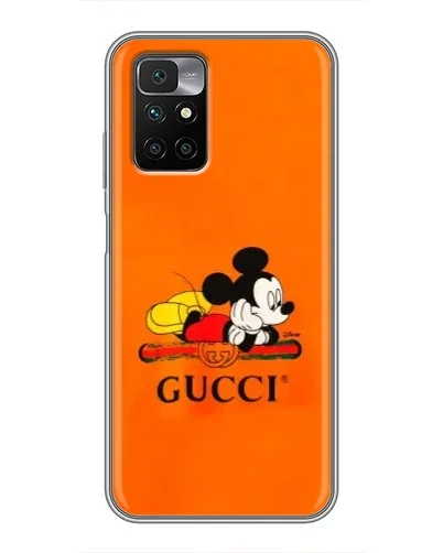 Чехол для Xiaomi Redmi 10 с картинкой «Микки Маус Gucci — оранж»