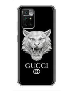 Чехол для Xiaomi Redmi 10 с картинкой «Gucci — серебряный лев»
