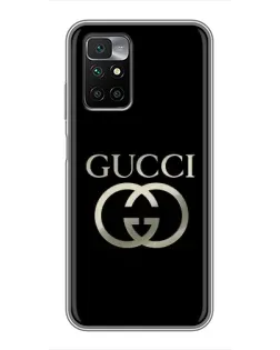 Чехол для Xiaomi Redmi 10 с картинкой «Gucci — золото на черном»