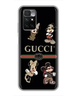 Чехол для Xiaomi Redmi 10 с картинкой «Gucci — герои Disney и монограмма»