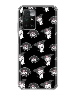 Чехол для Xiaomi Redmi 10 с картинкой «Черный паттерн Kuromi»