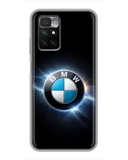 Чехол для Xiaomi Redmi 10 с картинкой «BMW — неоновое сияние»