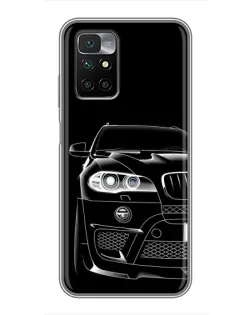 Чехол для Xiaomi Redmi 10 с картинкой «Темный силуэт BMW»