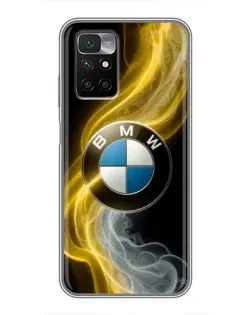 Чехол для Xiaomi Redmi 10 с картинкой «Золотистый дым BMW»