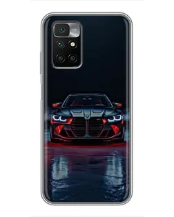 Чехол для Xiaomi Redmi 10 с картинкой «BMW на мокрой дороге»