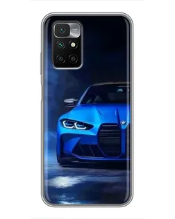 Чехол для Xiaomi Redmi 10 с картинкой «Голубая BMW M4»