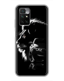 Чехол для Xiaomi Redmi 10 с картинкой «BMW и лев»