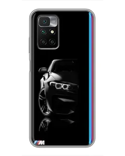 Чехол для Xiaomi Redmi 10 с картинкой «Силуэт BMW в темноте»
