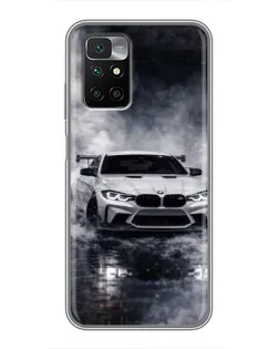 Чехол для Xiaomi Redmi 10 с картинкой «BMW сквозь туман»