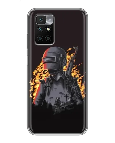 Чехол для Xiaomi Redmi 10 с картинкой «PUBG — огненный силуэт»