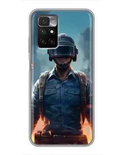 Чехол для Xiaomi Redmi 10 с картинкой «PUBG — реалистичный герой»