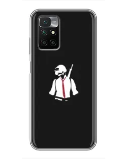 Чехол для Xiaomi Redmi 10 с картинкой «PUBG — силуэт воина»