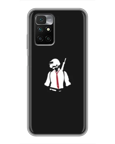Чехол для Xiaomi Redmi 10 с картинкой «PUBG — силуэт воина»