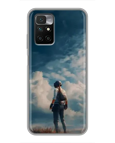 Чехол для Xiaomi Redmi 10 с картинкой «Герой PUBG на скале»