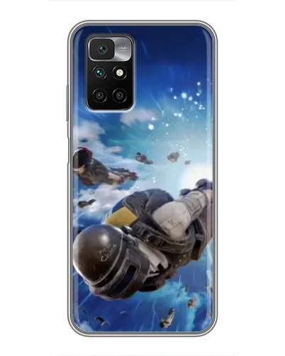 Чехол для Xiaomi Redmi 10 с картинкой «Десант PUBG — прыжок»