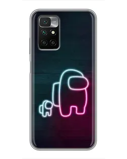 Чехол для Xiaomi Redmi 10 с картинкой «Among Us неон-арт»