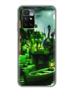 Чехол для Xiaomi Redmi 10 с картинкой «Minecraft лесной пейзаж»