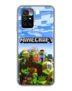 Чехол для Xiaomi Redmi 10 с картинкой «Minecraft классический мир»