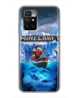 Чехол для Xiaomi Redmi 10 с картинкой «Minecraft ледяной мир»