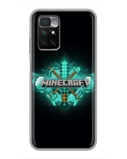 Чехол для Xiaomi Redmi 10 с картинкой «Minecraft Diamond лого»