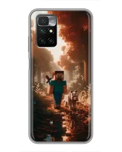Чехол для Xiaomi Redmi 10 с картинкой «Стив в лесу»