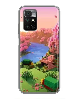 Чехол для Xiaomi Redmi 10 с картинкой «Розовое дерево Minecraft»