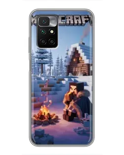 Чехол для Xiaomi Redmi 10 с картинкой «Зимний Minecraft»