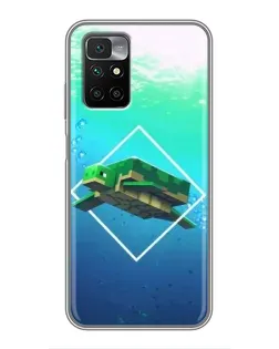 Чехол для Xiaomi Redmi 10 с картинкой «Черепаха Minecraft»