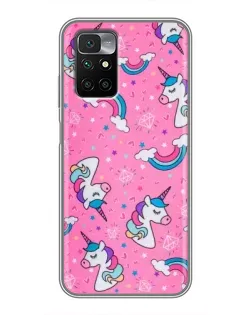 Чехол для Xiaomi Redmi 10 с картинкой «Unicorn паттерн розовый»