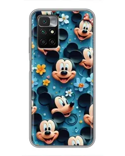 Чехол для Xiaomi Redmi 10 с картинкой «Паттерн Микки и Минни»