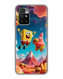 Чехол для Xiaomi Redmi 10 с картинкой «Космический фастфуд»