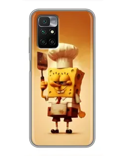 Чехол для Xiaomi Redmi 10 с картинкой «Губка Боб повар»