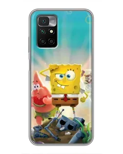 Чехол для Xiaomi Redmi 10 с картинкой «Спанч Боб победитель»
