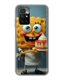 Чехол для Xiaomi Redmi 10 с картинкой «Повар Спанч Боб»