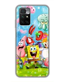Чехол для Xiaomi Redmi 10 с картинкой «Губка Боб и друзья»