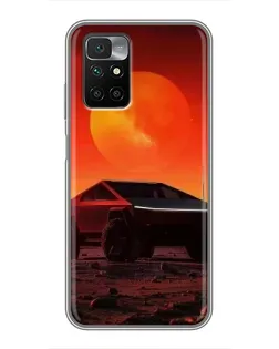 Чехол для Xiaomi Redmi 10 с картинкой «Cybertruck на Марсе»