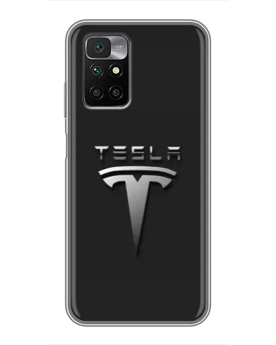 Чехол для Xiaomi Redmi 10 с картинкой «Стальной логотип Tesla»