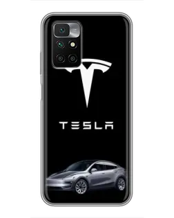 Чехол для Xiaomi Redmi 10 с картинкой «Tesla Model Y»