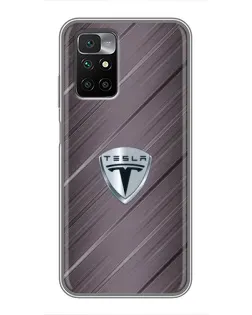 Чехол для Xiaomi Redmi 10 с картинкой «Металлическая текстура Tesla»