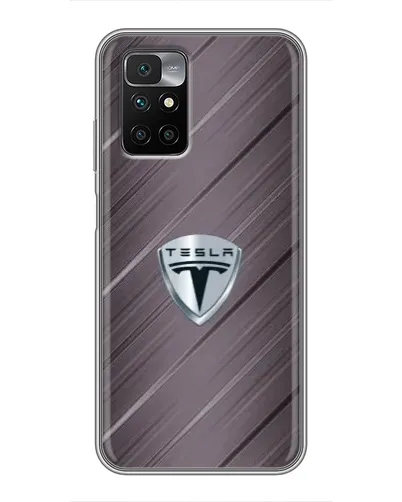 Чехол для Xiaomi Redmi 10 с картинкой «Металлическая текстура Tesla»